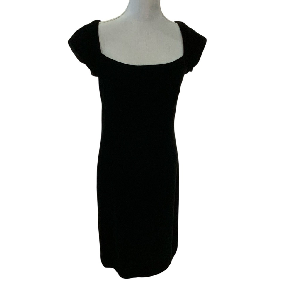 Ralph Lauren Tartan Label Dead Stock Black Empire Waist Velvet Dress Size 8